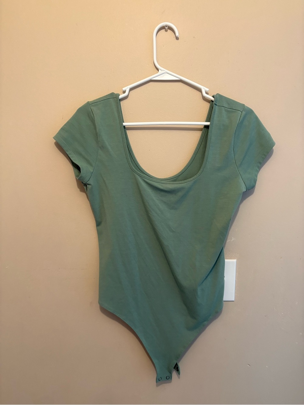 American Eagle Outfitters Short Sleeve Scoop Neck Bodysuit - Sage Green